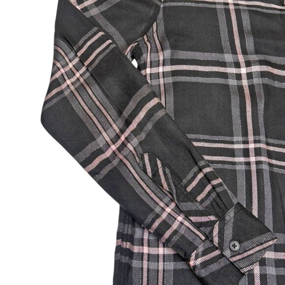 Rails Hunter Onyx Blush Slate Plaid Rayon Metallic Relaxed Fit Button Down Shirt - Picture 9 of 10